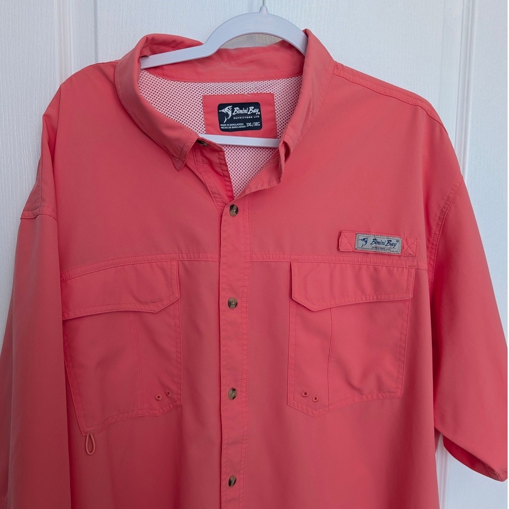 Mens 3XL Fishing Shirt Coral Pink - Short Sleeve Bimini Bay Outfitters